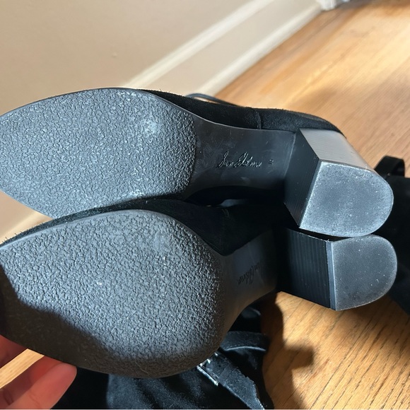 Sam Edelman - LIKE NEW - kayla black suede wrap buckle knee high heeled boots - Picture 7 of 9